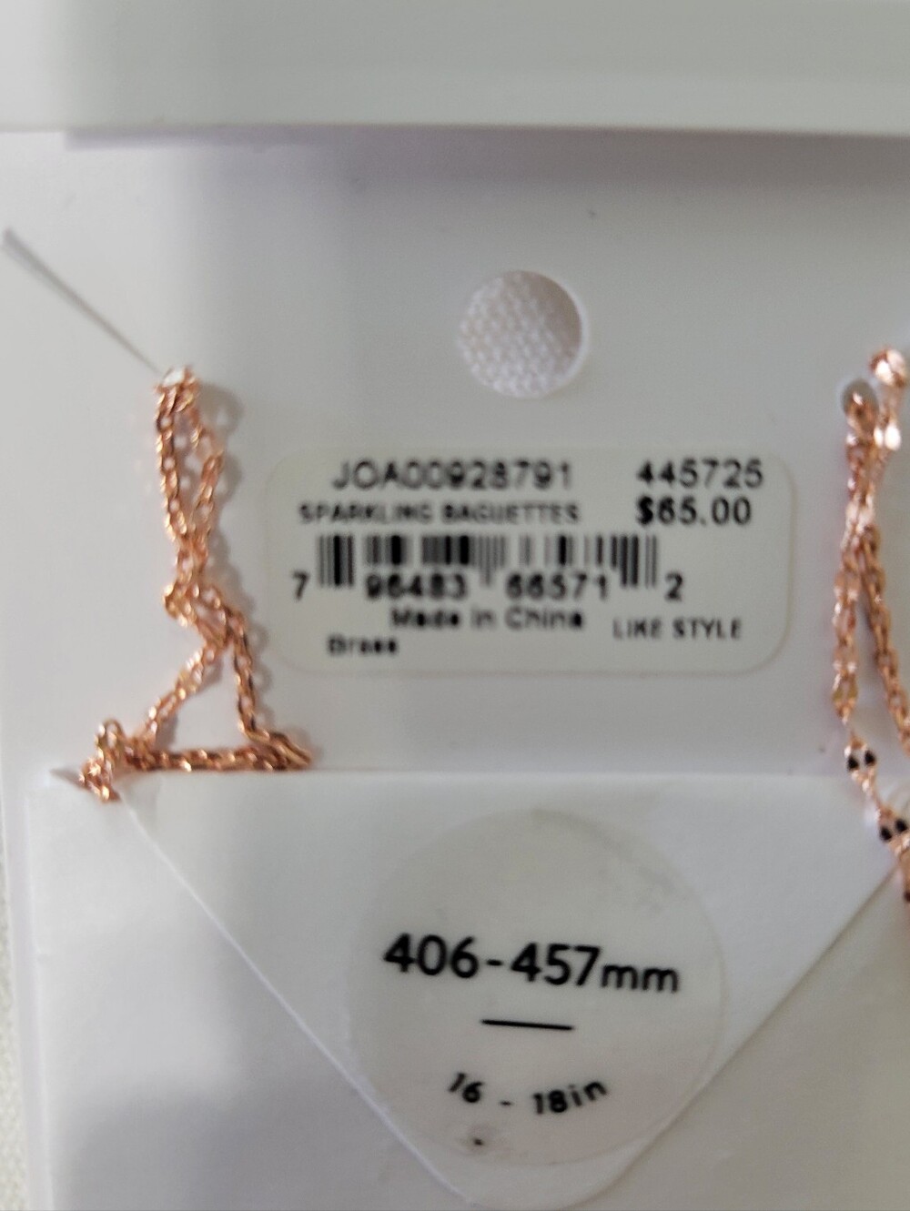 Fossil Rose-Tone Crystal Bar 18" Necklace and Dust Gift Bag NEW - Picture 5 of 5
